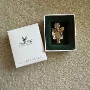 Swarovski Crystal Angel Brooch in Gold